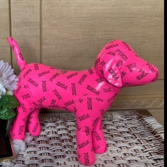 Victorias Secret Pink Limited Ed NEON Pink Pleather Giant Mini Dog FAUX LEATHER - Picture 4 of 4